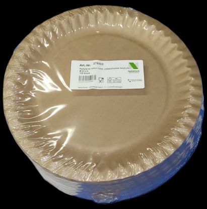 Bild von Partyteller braun rund 23 cm mit der Beschreibung unbeschichtet, fettdicht