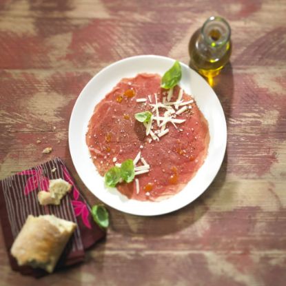Bild von Carpaccio portioniert mit der Beschreibung 10 x 80g/Port.