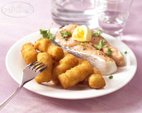 Bild von Kroketten lang paniert mit der Beschreibung AVIKO