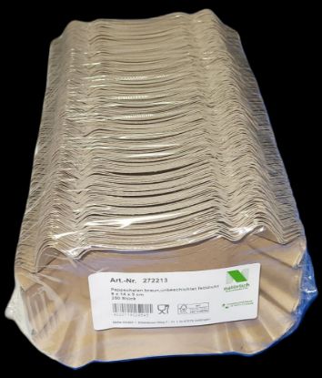 Bild von Pappschalen braun mit der Beschreibung unbeschichtet, fettdicht