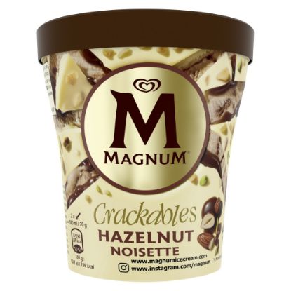 Bild von Magnum Crackables Hazelnut mit der Beschreibung Eis mit Haselnussgeschmack und knackiger Schokoladenhülle.