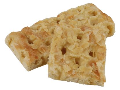 Bild von Butter Mandel Kuchen mit der Beschreibung Butterkuchen, fertig gebacken, tiefgefroren.