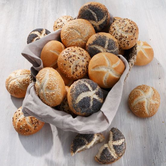 Bild von Mini-Kaiserbrötchen-Kiste, mit der Beschreibung 4-fach sortiert