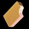 Bild von Riesenhappen mit der Beschreibung Erdbeer-, Schokolade- und Vanilleis zwischen zwei knusprigen Waffeln