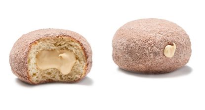 Bild von Mini Beignet Haselnuss Kakao mit der Beschreibung Mini Siedegebäck mit Haselnuss Füllung und mit Traubenzucker bestreut.