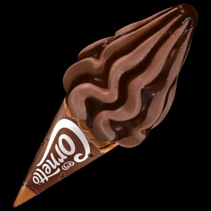 Bild von King Cornetto Chocolate mit der Beschreibung Cremiges Schokoladeneis mit einem Spritzer Schokosoße in einer knusprigen Cornetto-Waffel.