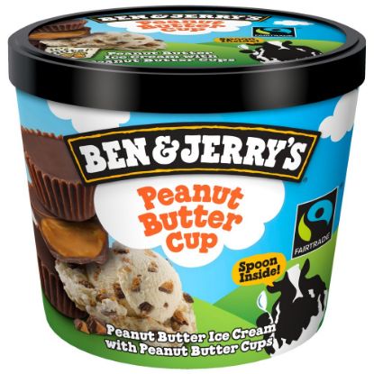 Bild von Peanut Butter Cup mit der Beschreibung Erdnussbutter-Eis, voll gespickt mit Drops aus Erdnusscreme.