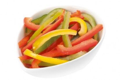 Bild von Paprikastreifen "Bunt" mit der Beschreibung rot/gelb/grün (Tifa)