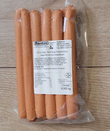 Bild von Hot Dog Würstchen mit der Beschreibung 40/50g, -Bestellartikel-