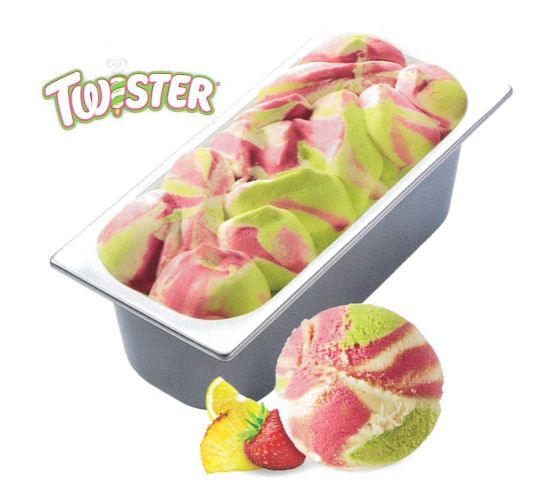 Bild von CDS Twister Pineapple mit der Beschreibung Ananaseis, Eis mit Erdbeere, und Zitonenfruchteis mit Zitronen/Limettengeschmack