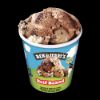 Bild von Half Baked mit der Beschreibung Schokoladen- und Vanille-Eiscreme mit Brownies, kakaohaltigen Bits und Plätzchenteig.