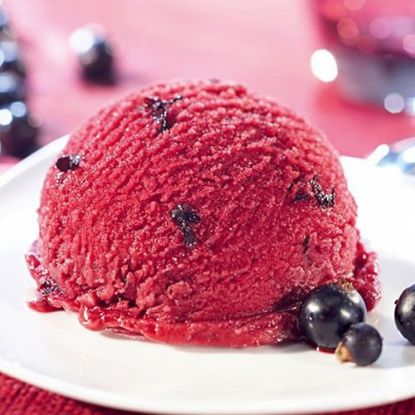 Bild von CD Cassis Sorbet vegan mit der Beschreibung Cassis-Sorbet mit ganzen schwarzen Johannisbeeren