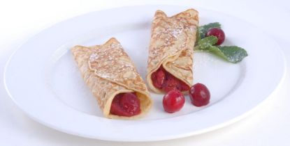 Bild von Pfannkuchen mit der Beschreibung mit Kirschfüllung