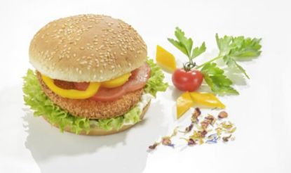 Bild von Chicken-Patty, ca. 80g  (Kn) mit der Beschreibung ca. 8x9cm,  paniert, gegart