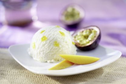 Bild von CD Maracuja Sorbet vegan mit der Beschreibung Passionsfruchtsorbet mit Mangostückchen.